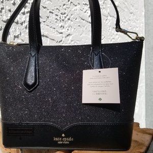 small black glitter bag